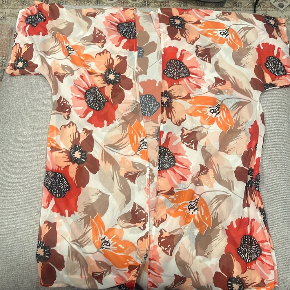 Plus Size Flower Kimono - 2X